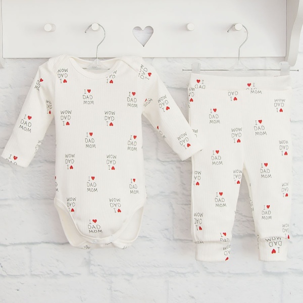 Комплект детской одежды Blanka Люблю маму папа бежевый р.80 110262 