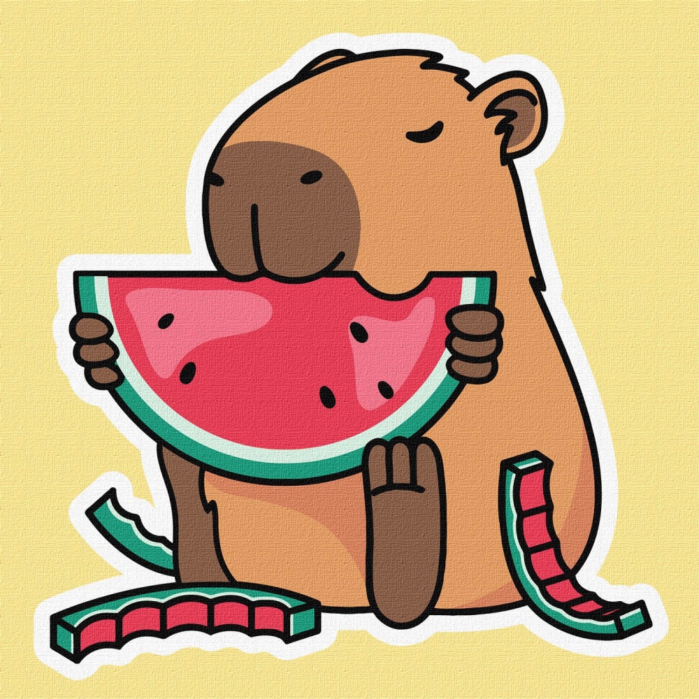 Картина по номерам Капибара и херсонский арбуз ©art_selena_ua Ideyka