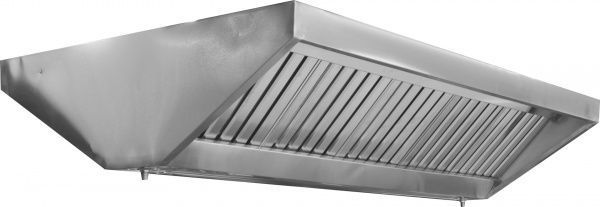 Витяжний зонт виробничий з жировим фільтром Tehma 2000x1200x400 мм нержавіюча сталь