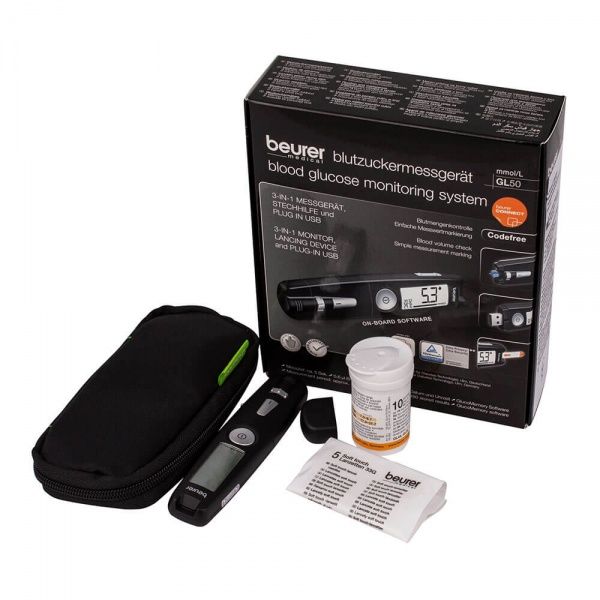 Глюкометр Beurer 3 в 1 GL 50 с USB черный
