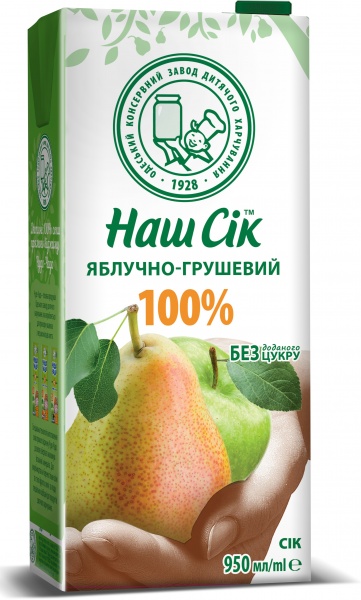 Сок Наш Сік Яблочно-грушевый 0,95 л 