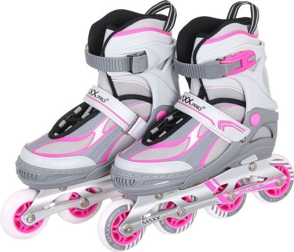 Роликовые коньки MaxxPro YX-0151-5SP р. 39-42 серо-розовый
