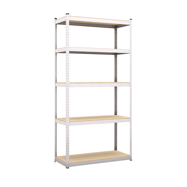 Стелаж металевий фарбований Меткас на болтовому з’єднанні з полицями із ДСП Еталон Е251 1800x900x500 мм білий (Еталон Е
