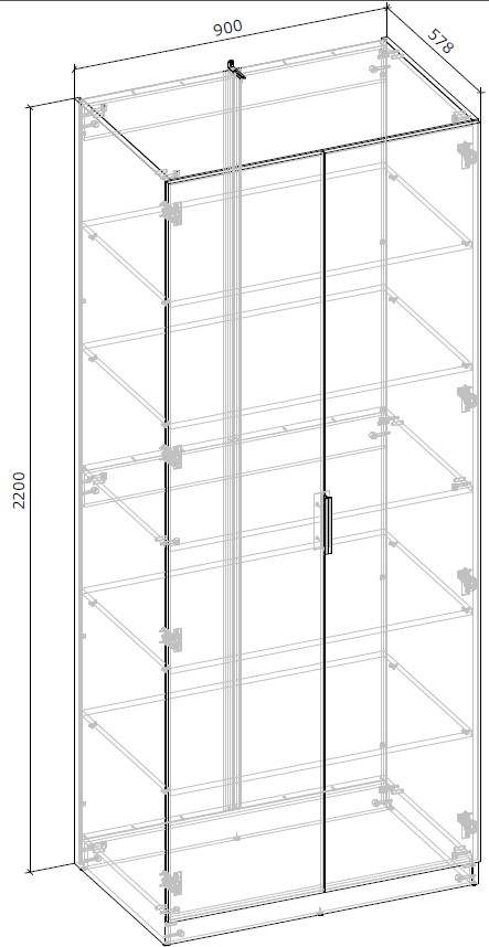 Шкаф Грейд Асти Модуль-5 2200х900х578 мм нимфея альба / нимфея альба