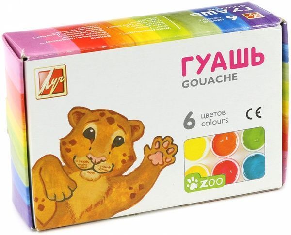 Гуаш 6 кольорів 15 мл 19С1251-08 Зоо Міні Луч