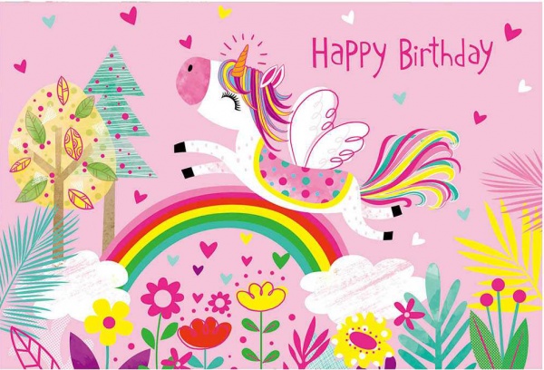 Открытка поздравительная POP-UP с 3D-рисунком всредине и конвертом Единорог