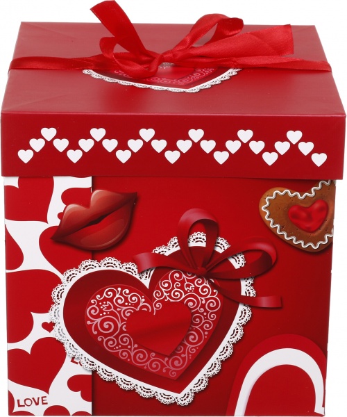 Коробка складная Цветы/сердца 20x20x20 см (EBXM9850)
