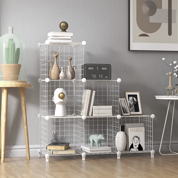 Стелаж дротяний куб сubes storage 6 полиць 1105х750х370 мм білий 