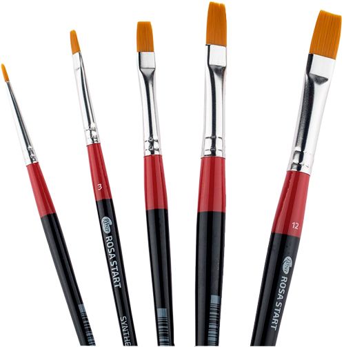 Набор кистей 11 синтетика плоская, 5 шт. ROSA 