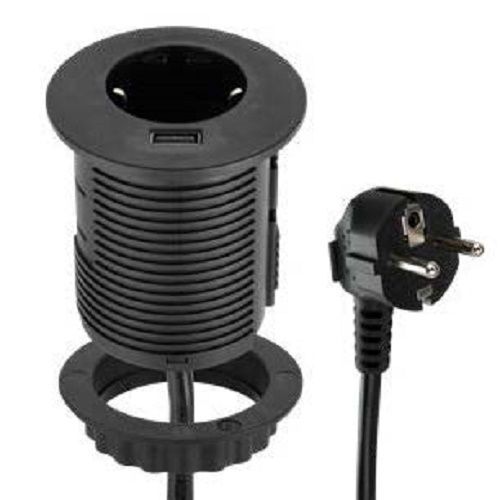 Удлинитель Electraline с заземлением 1 гн. черный 2 м 62558 