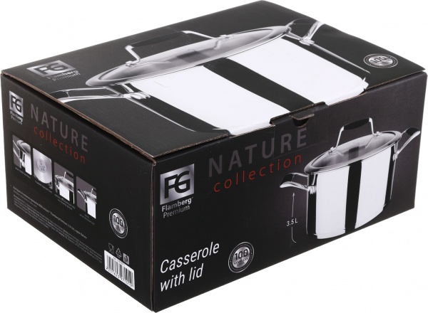 Кастрюля со стеклянной крышкой Nature 20 см 3,5 л Flamberg Premium