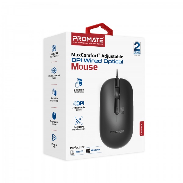 Мышь Promate CM-2400 USB black (cm-2400.black)