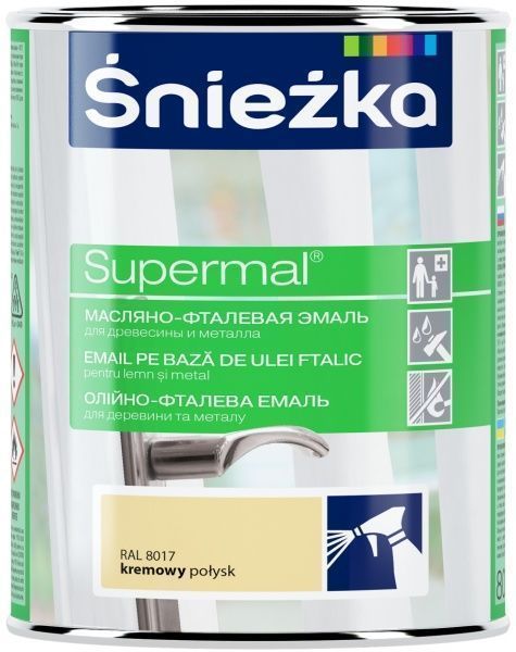 Эмаль Sniezka масляно-фталевая Supermal кремовый глянец 0,8л