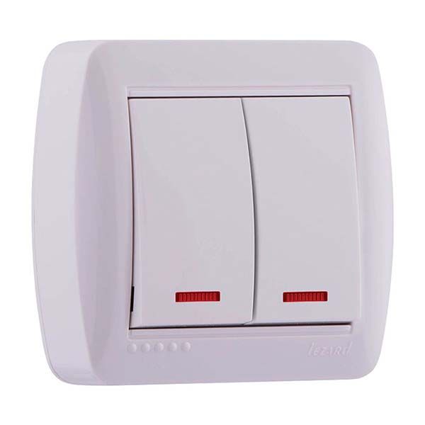 Выключатель двухклавишный Lezard Demet с подсветкой 10 А 250В IP20 белый 711-0200-112