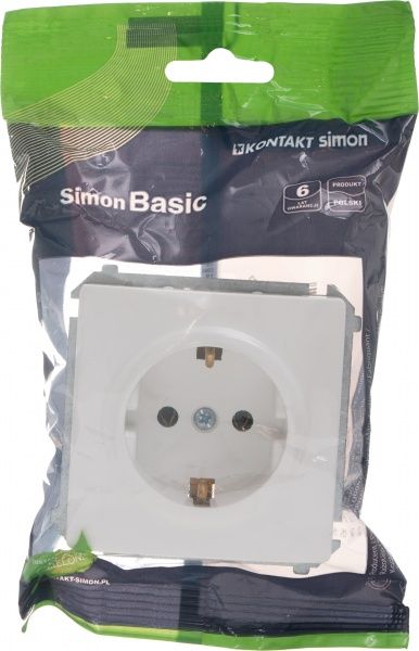 Розетка із заземленням Simon Basic без шторок білий BMGSz1.01/11