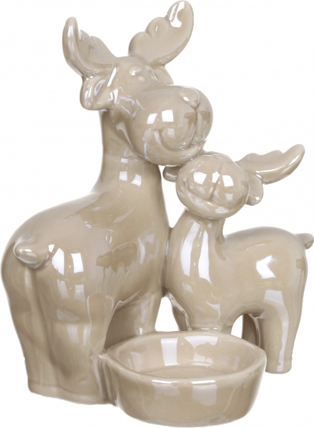 Декорація новорічна Підсвічник Пара лосів 8,5х13 см ZY10015 