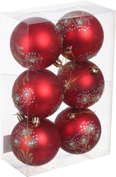 Набор елочных шаров Снежинка d 80 мм 6 шт./уп.