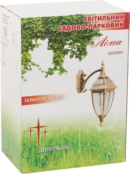 Світильник садовий Інтерклас Ліма E27 60 Вт IP43 античне золото 8021W20/V 