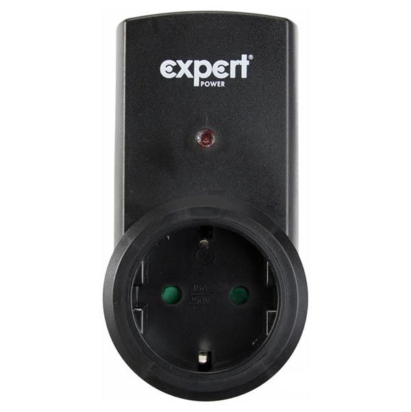 Розетка з дистанцiйним керуванням Expert Power 1+1 IP20 з заземленням чорна