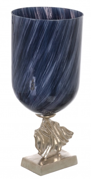 Ваза PANACHE Pacifica 47 см темно-синій із білим/нікель 