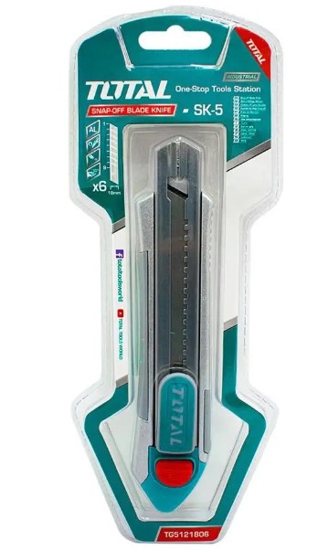 Нож строительный Total 18 мм выдвижное лезвие длина 178 мм TG5121806