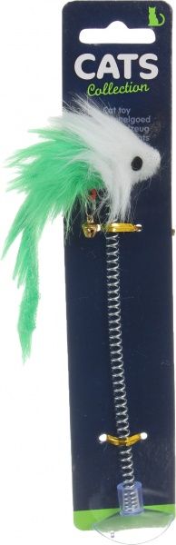 Игрушка для котов мышка на пружине 19 см