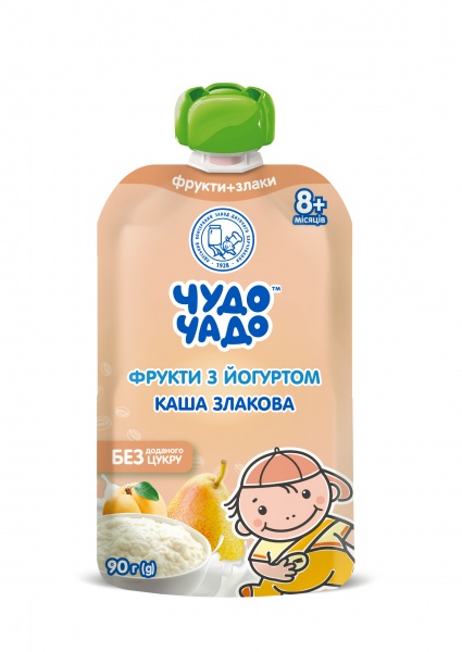 Пюре Чудо-Чадо фрукты и йогурт с кашей злаковой 90 г 