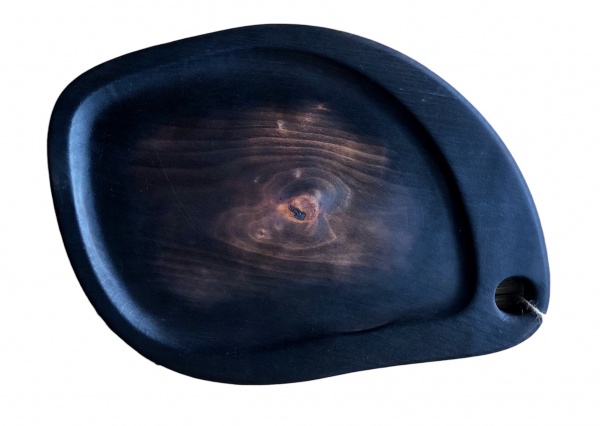 Дошка для подачі страв кругла з ручкою 350х250 мм чорна Tarkus 