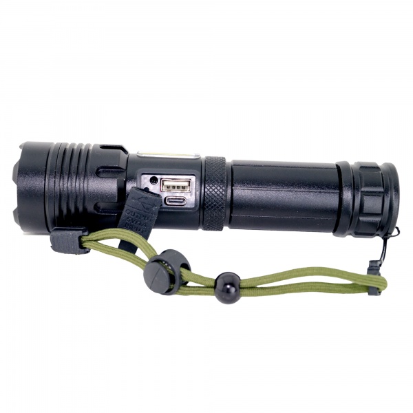 Ліхтар Quantum QM-FL1035 Perfect 5WLED zoom +3WCOB з функцією Power Bank Li-ion18650/2600mAh bох чорний