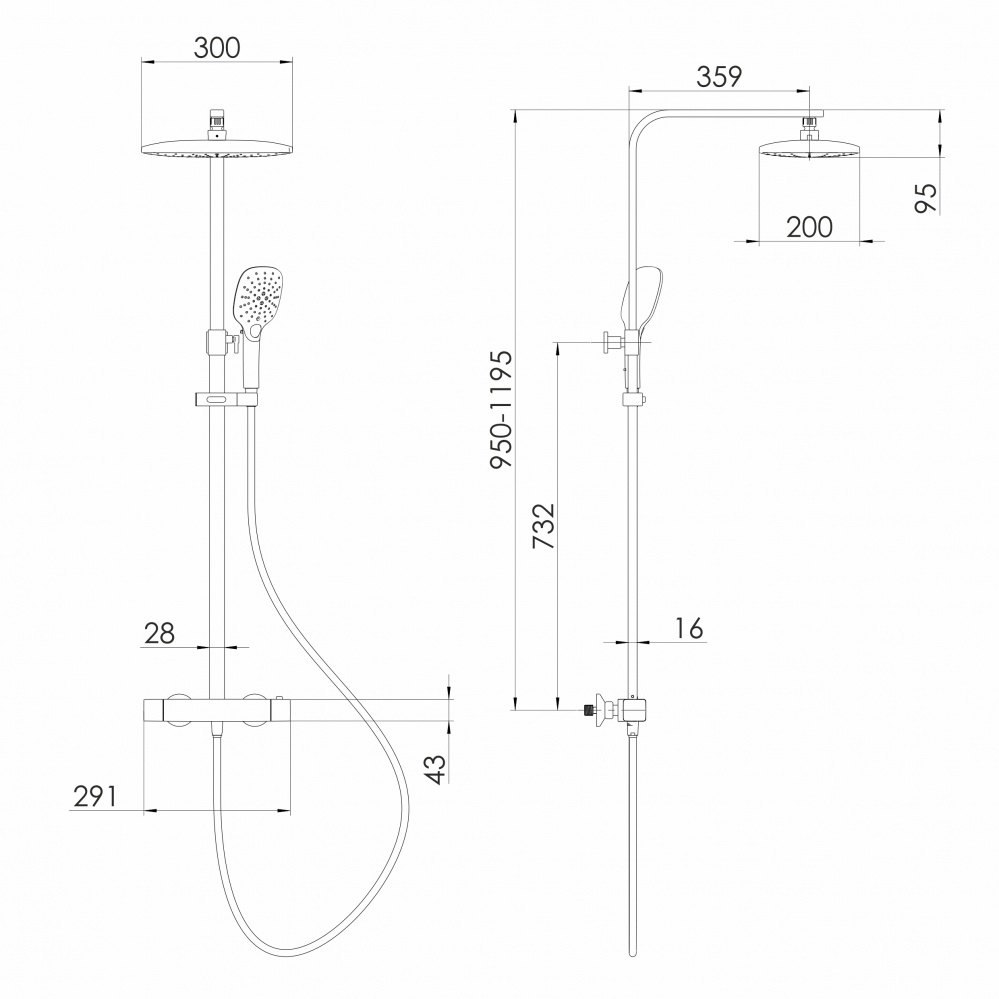 Душевая система VOLLE SISTEMA D (C, термостат для душа)), de la noche
