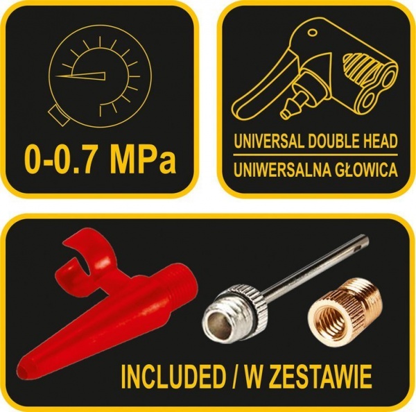 Насос ножной Vorel 82001 с манометром до P = 7 бар