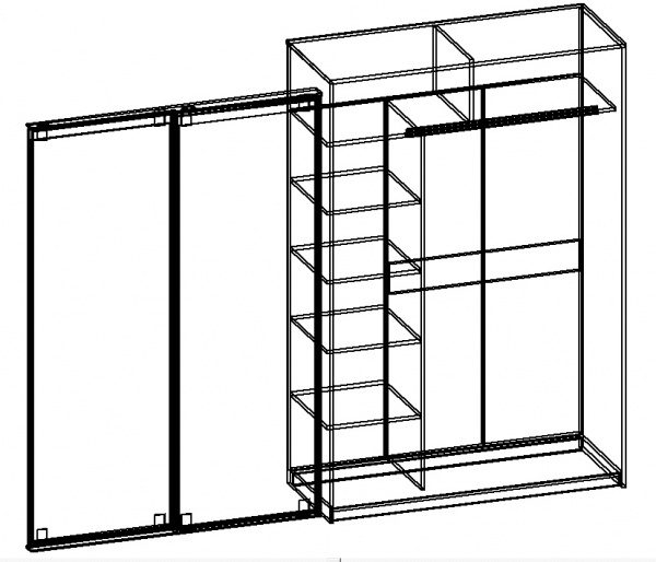 Шкаф-купе Универсальная-2 Visent ДСП 1500x600x2250 мм белый двери / ДСП/зеркало
