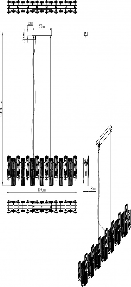 Світильник підвісний Sensio Baltimore 8x5 Вт G9 прозорий/золото ALB-P00397-E