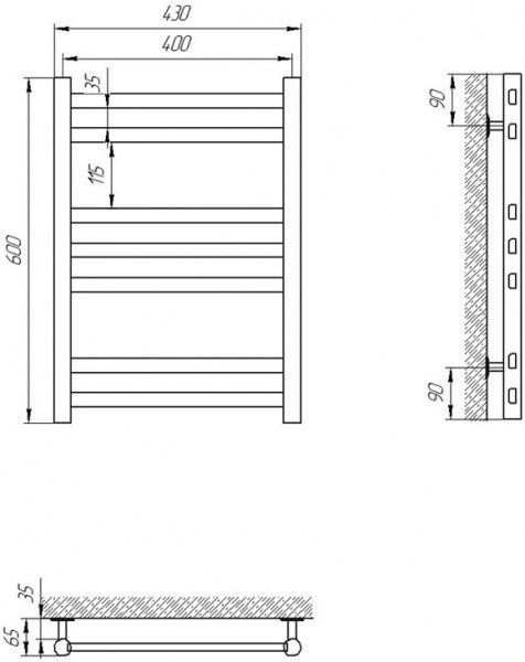 Рушникосушарка електрична Laris Кватро П7 400 х 600 Ліве підключення 73207173