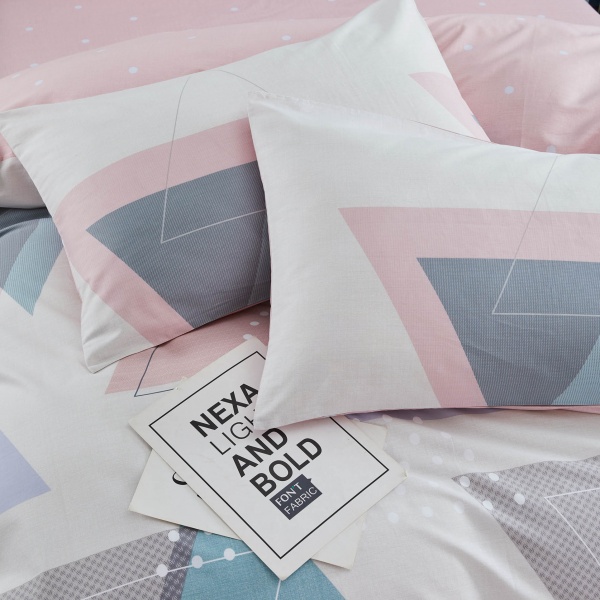 Комплект постільної білизни Triangulo 1,5 біло-рожевий La Nuit 