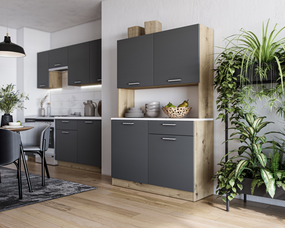 Буфет Грейд 1850х1200х433 мм дуб артизан / графит серый (FIRST 119)