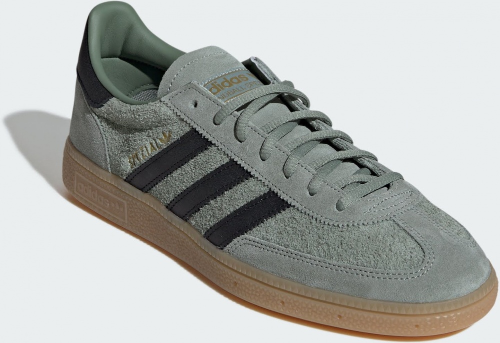 Кроссовки мужские Adidas HANDBALL SPEZIAL SILGRN/CBLACK/GUM4 IH6507 р.41 1/3 зеленые
