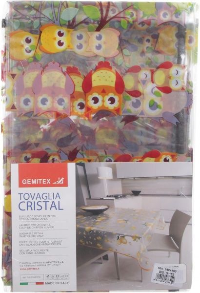 Скатертина Cristal Eco сови 140x180 см прозорий із малюнком Gemitex 