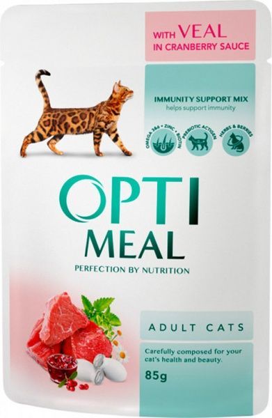 Корм Optimeal с телятиной в клюквенном соусе 4х85 г