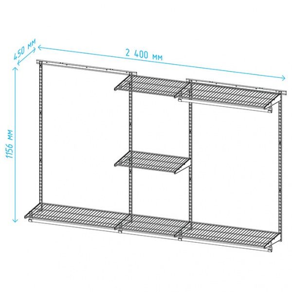 Гардеробная система Larvij с полками 400 мм белый