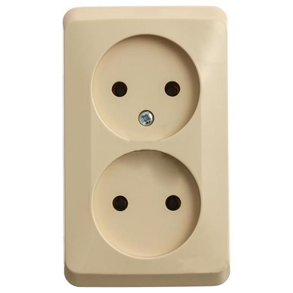 Розетка подвійна без заземлення Schneider Electric Prima зі шторками кремовий WDE001140