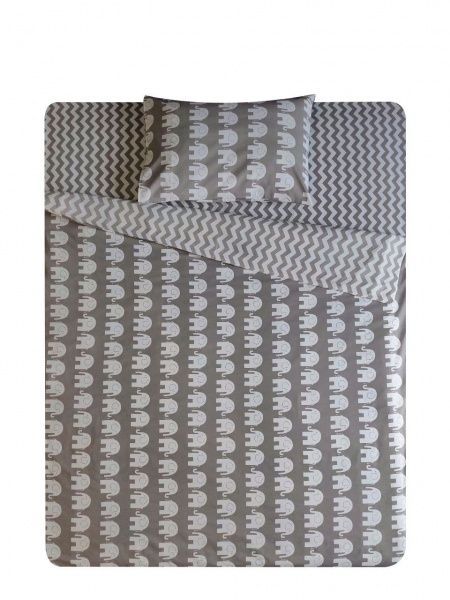 Комплект постільної білизни Слоники сірі 1,5 білий із сірим UP! (Underprice) 