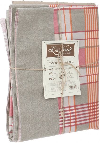 Скатерть с кантом Шато клетка 140x140 см розовый La Nuit 