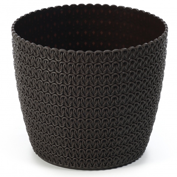 Кашпо пластикове Ламела Магнолія 160 Джерсі круглий 1,5 л мокко (LA732-83) 