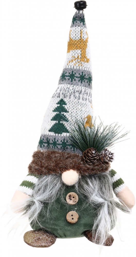 Декорация новогодняя Гном стоящий 15х30 см зеленый дизайн в ассортименте AG23288AB