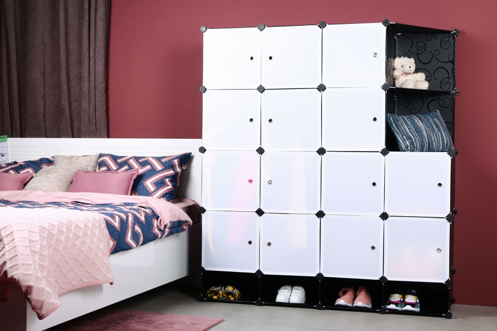 Шафа складна пластикова сubes storage 1460х1675х470 мм чорний з білим