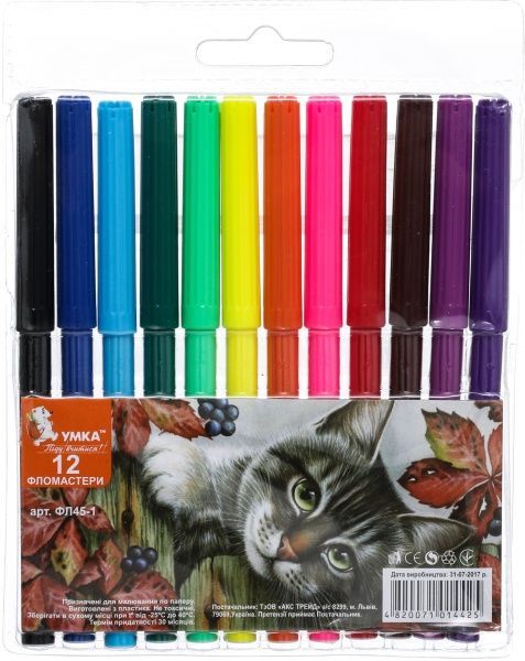 Набор фломастеров Кот ФЛ45-1 12 шт. Умка