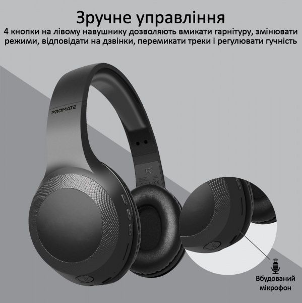Навушники Promate LaBoca Bluetooth 5.0 black (laboca.black) 