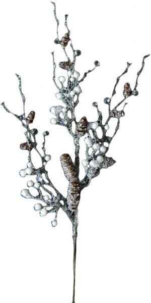 Декорація новорічна Гілка з шишками кульками кристаликами 90 см EPI-SA3172S6 