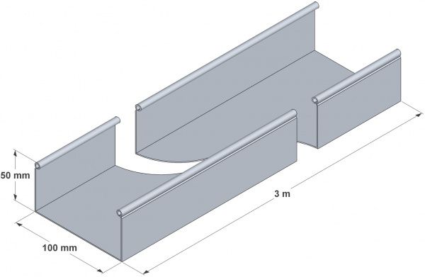 Лоток неперфорований металевий 100x50 мм (0,45) L-3 м білий цинк